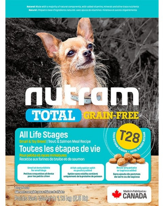 Nutram 紐頓 成犬 羊肉糙米配方, 1個, 紐頓T28無穀迷你犬鮭鱒1.13kg, 1.13kg, 潔牙, 維持體態, 鮭鱒