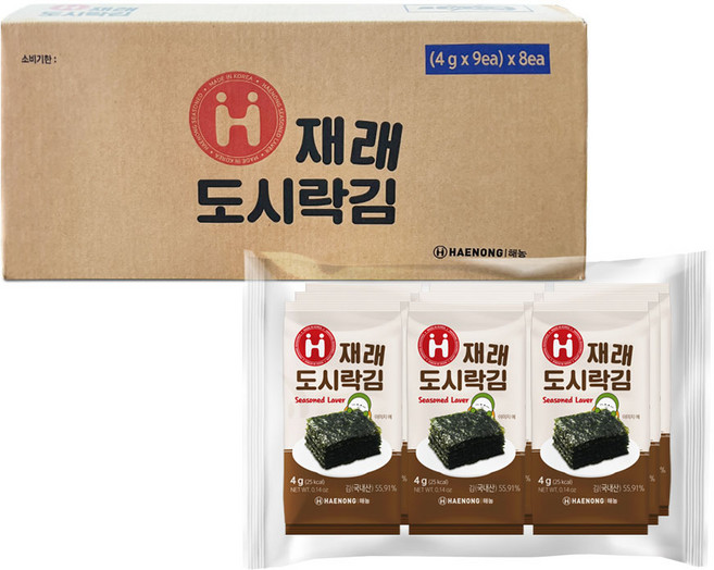해농 재래 도시락김, 4g, 72개