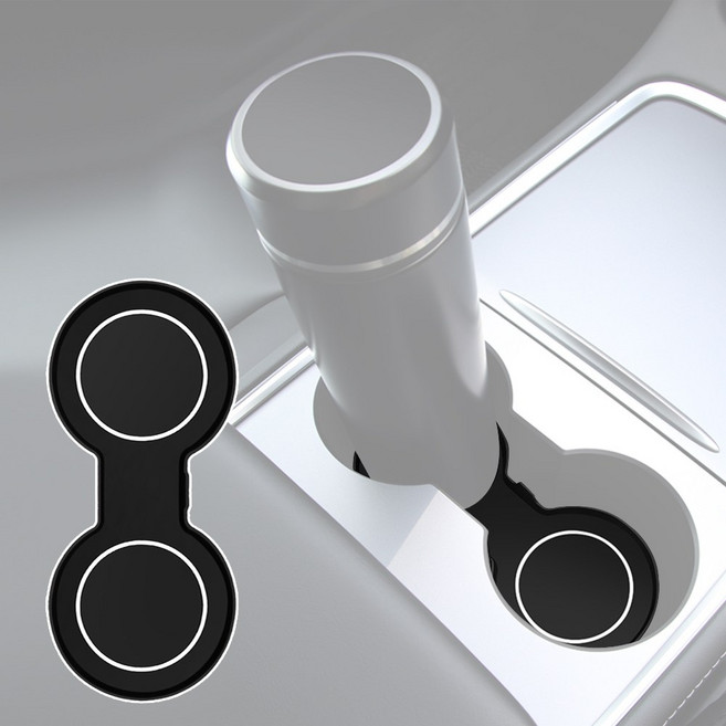 호환 테슬라 컵홀더 매트 실리콘 바닥 보호패드 소음방지 주니퍼 하이랜드 호환 모델 3 Y, n1954 테슬라 전차종 컵홀더 매트, 2개