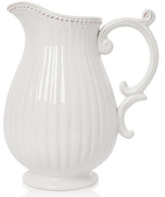 애슐리 도자기 손잡이 저그 화병 꽃병 오브제, 화이트