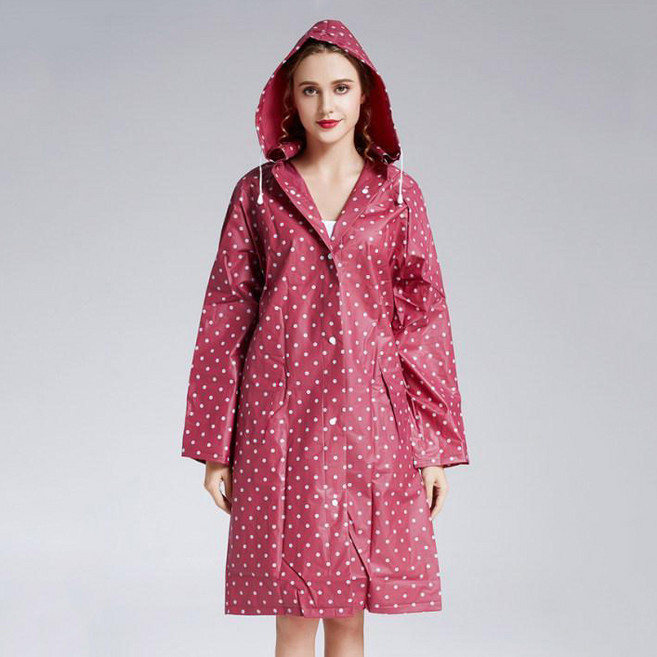 슬림소녀 여성용 레인코트 장마철 야외 EVA 두꺼운 성인 우비 패션 도트 프린트 트레킹 등산 비옷