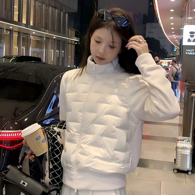 INSZEN 여성 겨울 화이트덕 다운 루즈핏 스탠드칼라 경량 패딩