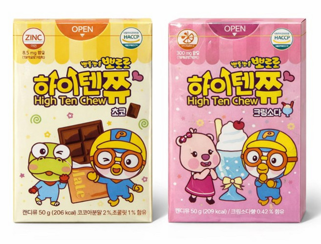 뽀로로 하이텐쮸 비타민 츄잉정 2종세트, 1세트, 100g