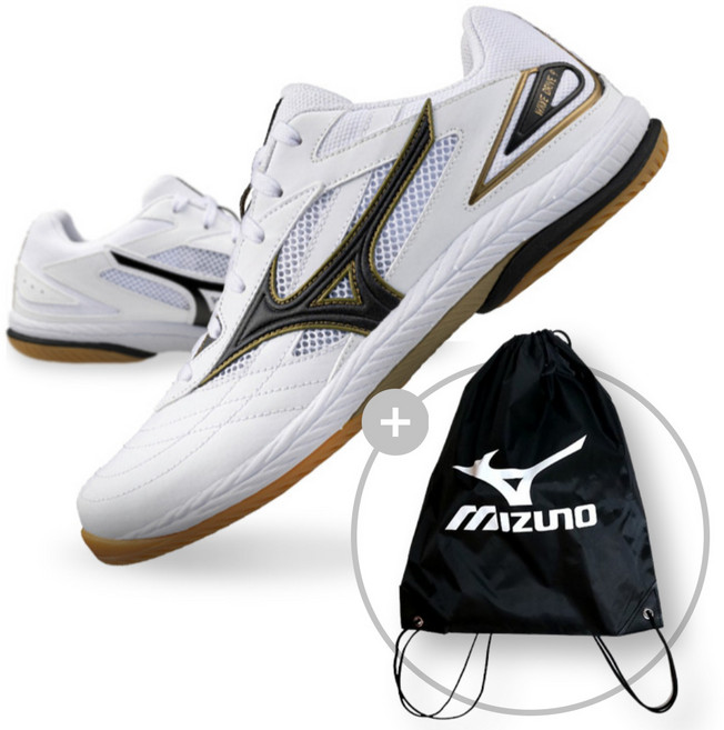 미즈노 웨이브드라이브9 탁구화+신발주머니세트 81GA220552 화이트블랙골드 남녀공용