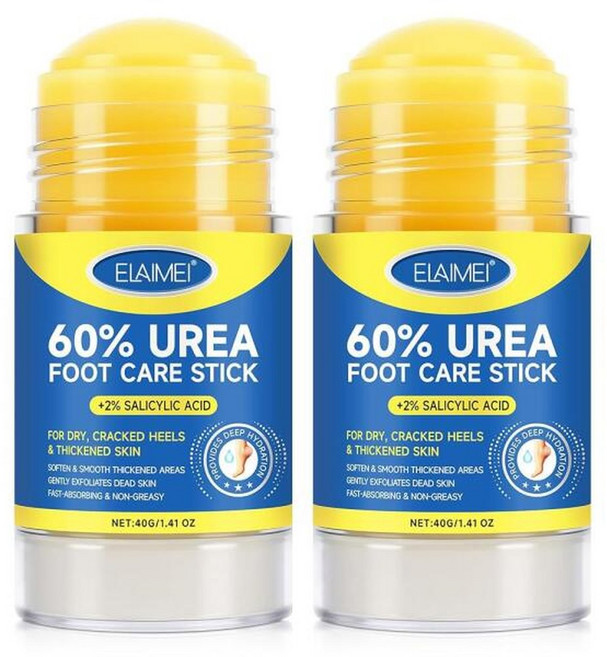 2 PCS 요소 크림 60 풋 케어 스틱은 건조하고 갈라진 발뒤꿈치와 두꺼워진 피부를 위해 깊은 보습과 빠르게 흡수되는 부드러운 각질 제거를 제공합니다, 개, 개입