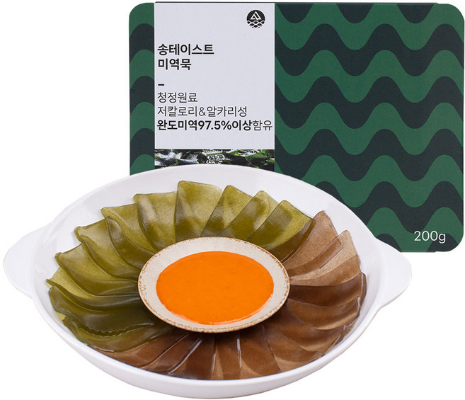 [작심밀도]국내산 저칼로리 해초 미역묵5팩 (묵간장+와사비 포함), 단품, 단품