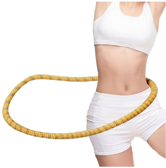 SOLEV 스프링 훌라후프 뱃살 훌라후프 복부 다이어트 운동기구, 노란색, 1개, 1.5kg