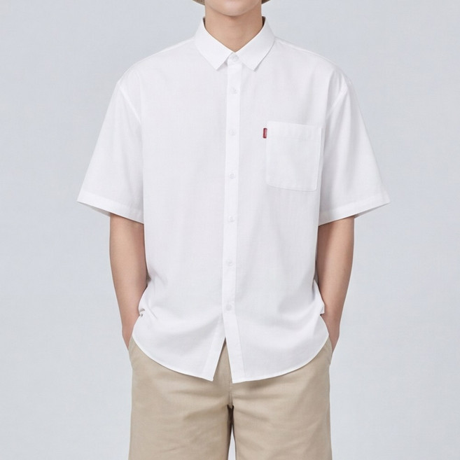 루크 남성 여름 베이직 반팔 셔츠 남자 티셔츠 남방 구김 없는 오버핏 반팔티