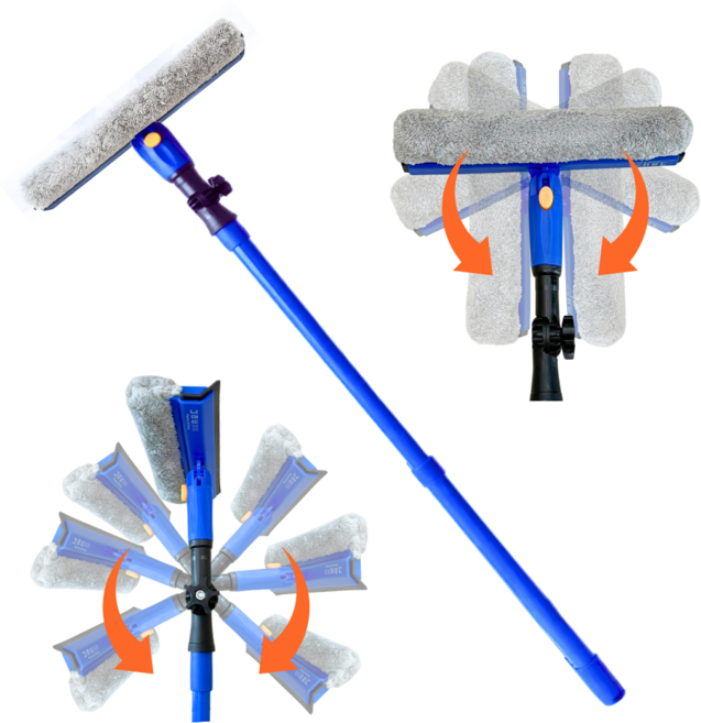 유리 청소 닦이 유리창 닦이 외창청소 외부창문 회전형 스퀴지 베란다 창문, 로열 블루, 1개