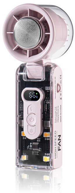 2025 미니 고풍량 휴대용 선풍기 투명 메카풍 고속 냉각 아이스팩 팬 휴대용 USB 충전식 선풍기, [02] pink   C2