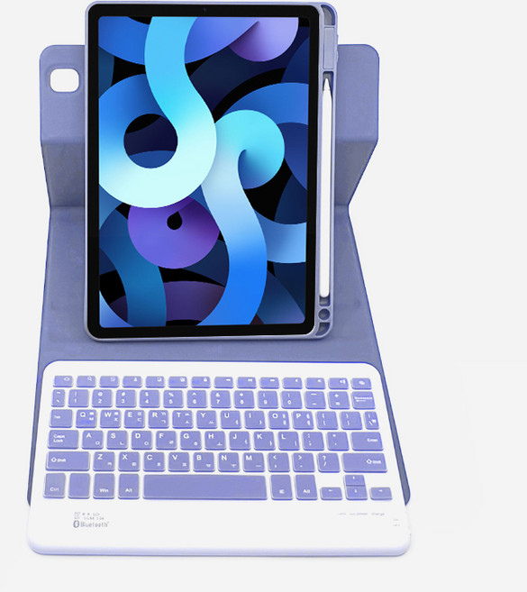 아이패드에어5 에어4 프로11 6세대 5세대 4세대 3세대 콤비 회전 블루투스 키보드 케이스, 라벤더, 1개
