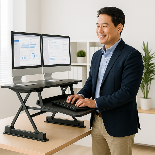 모션스탠딩 전동높이조절 척추건강 코어데스크 듀얼