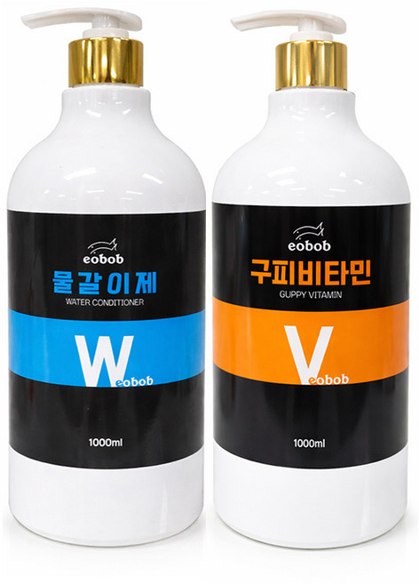 EOBOB 고급 프리미엄 골드 펌프형 대용량 3000ML 2개 6000ML 구피비타민 물갈이제, 1개, 2000ml