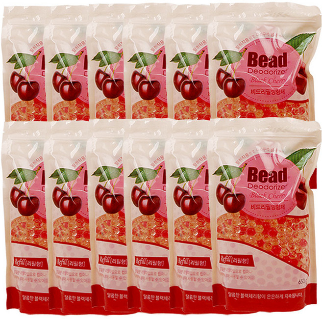리필용 비드 방향제 650g 리필팩 5가지향기 대용량 비드방향제 향기품은 비즈가 실내 향기를 바꿈니다 용기에 나눠 사용하세요 12개1세트 넉넉한 구성, 12개, 블랙체리