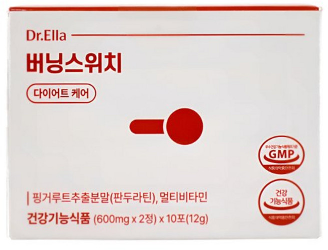 닥터엘라 버닝스위치 2정 x 10포 1박스 핑거루트추출분말 판두라틴 비타민 바나바잎 밀크씨슬 레몬밤, 닥터엘라 버닝스위치 2정 x 10포 1박스 핑거루트추출, 12g, 1