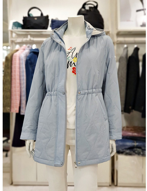 크로커다일레이디 스트라이프 조직감의 퀄티드 패딩 점퍼 CLESPD203