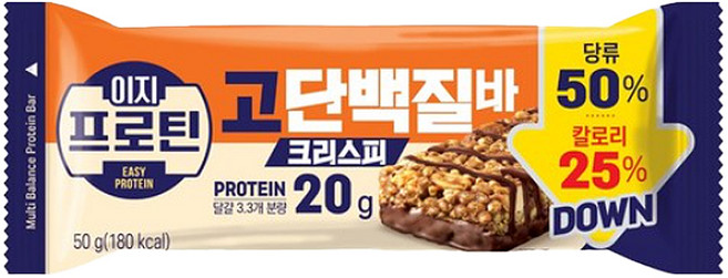 롯데 이지 프로틴 고단백질바 크리스피, 50g, 24개