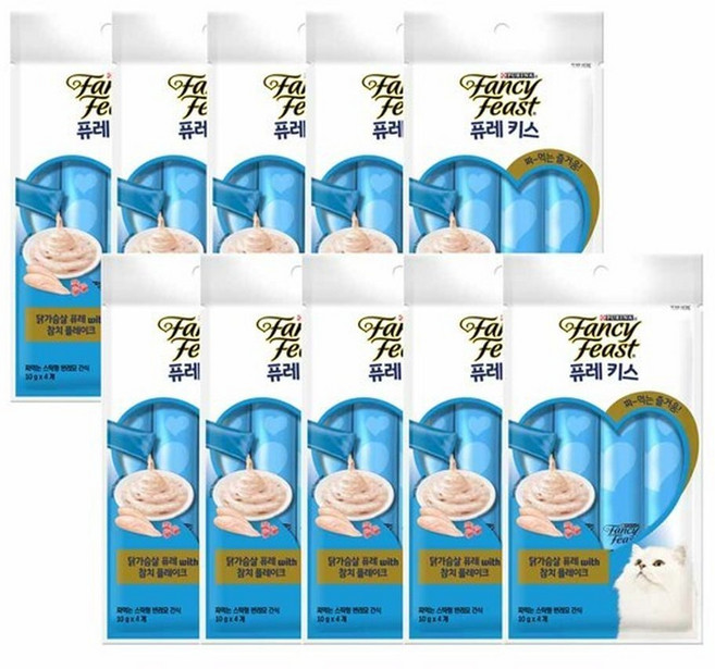 팬시피스트 퓨레키스 닭가슴살 참치 퓨레 모음 10팩(10gx4) 파우치, 10개, 닭가슴살 퓨레 with 참치 플레이크