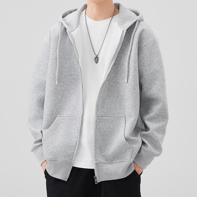 리치블랑 남녀공용 특양면 오버핏 빅사이즈 무지 긴팔 후드집업