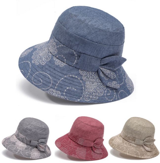 여성 벙거지모자 챙 모자 꽃 플라워 버킷햇 엄마 중년 할머니 모자