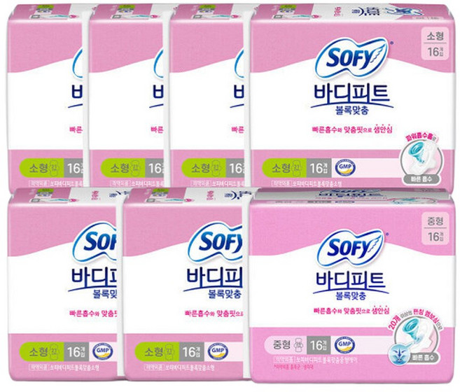 쏘피 바디피트 볼록맞춤 소형 16P 6개 + 중형 16P, 16개입