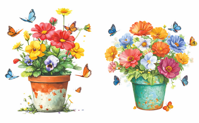 월간리빙 데코 인테리어 포인트 벽지 스티커, 화병D