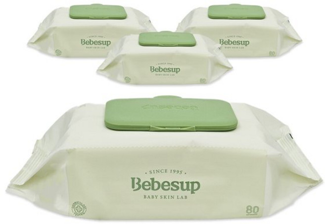 베베숲 저자극 제로 플레인 물티슈 캡형 80매 X 6팩, 55g