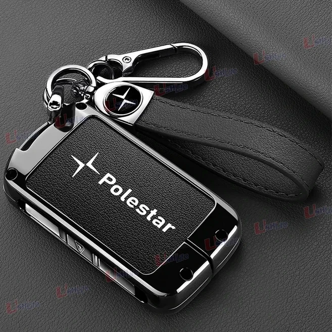볼보 폴스타 1 2 폴스타 3 폴스타 4 2024 2025 가죽 자동차 키 케이스 커버 쉘 보호 키체인 포브 가방 액세, 08 검정색
