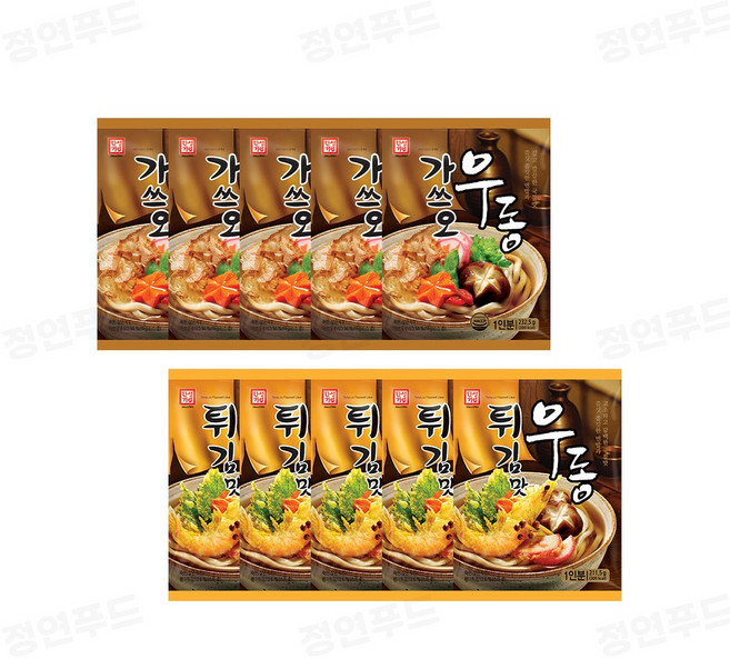 한성 우동 10봉 가쓰오우동 5봉+튀김맛우동 5봉, 1세트, 2.22kg