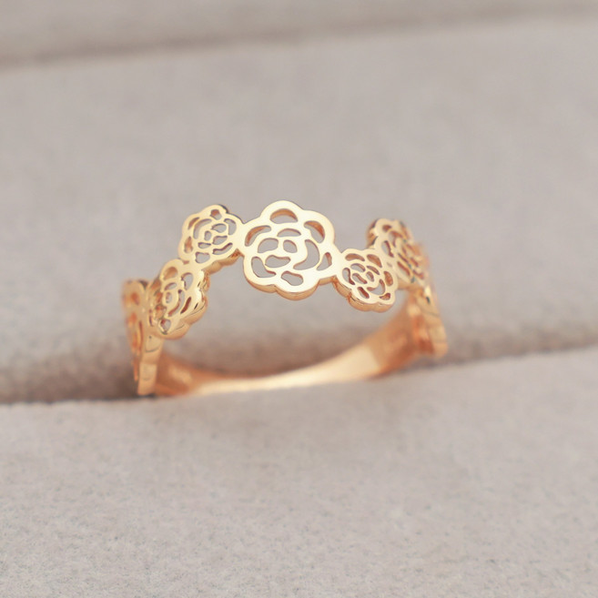 14k 18k 로즈골드 장미 반지 컷팅 모녀 우정 행운 패션 심플 데일리 선물 레이어드(R305)체리스쥬얼리