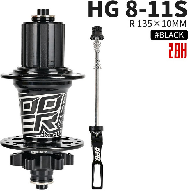 쿠저 허브 밀폐 베어링 MTB 산악 자전거 QR 스루 28 홀 디스크 K7 HG SX 12S PRO7 용, 18 28H 10x135mm Black, 1개