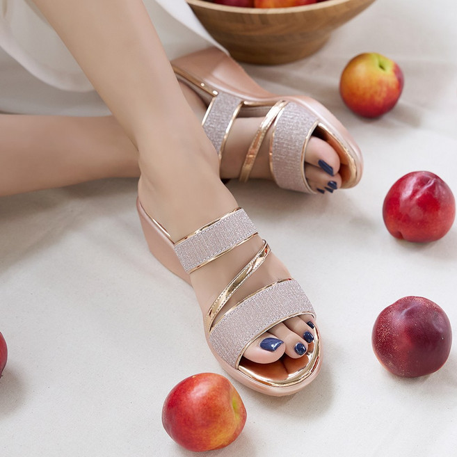 제이슈 디샤 경량 통굽 웨지힐 뮬 슬리퍼 5.5cm