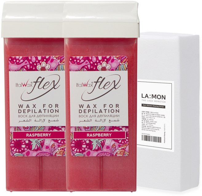 ITALWAX 소프트 플렉스 왁싱 카트리지 라몽 머슬린천 100매입 포함, 2개