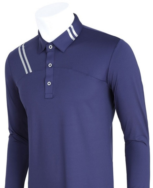 노블진 사선 스판 긴팔티 카라티 골프웨어 기능성골프 상의