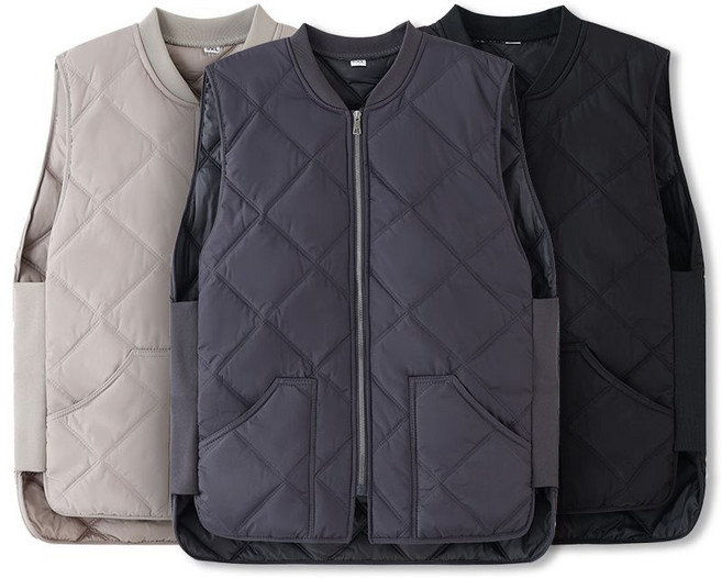 JUSTFEELING 남성 패딩조끼 면 베스트 남자 따뜻한 노카라 루즈핏 캐주얼 누빔패딩 조끼 베스트 코트 3XL-6XL