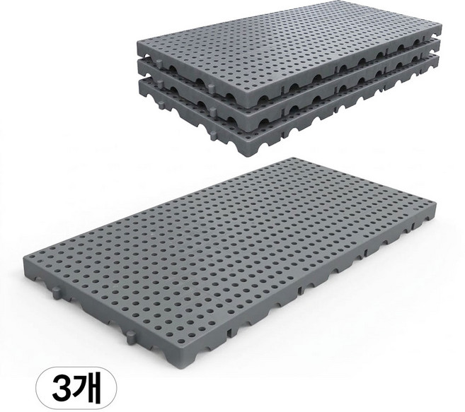 조립식 파렛트 플라스틱 깔판 바닥 창고 3개세트, 3개, 그레이
