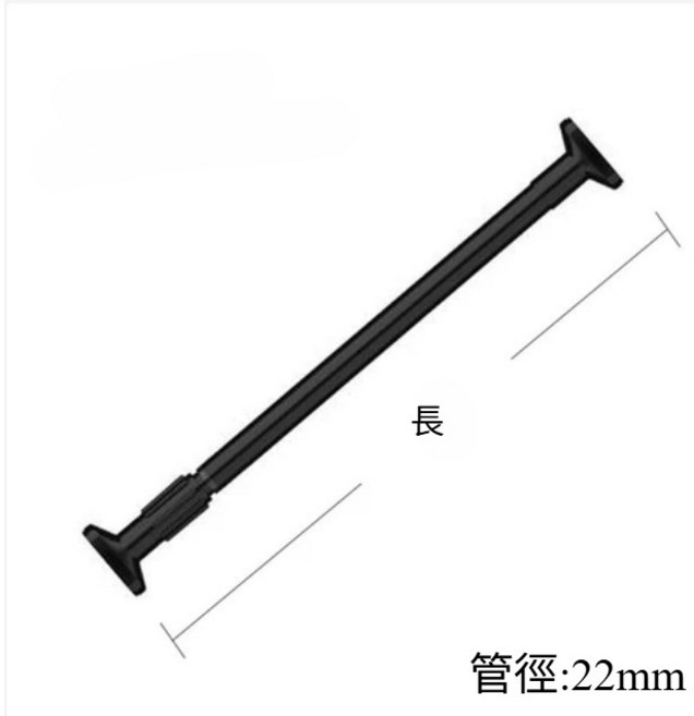 精誠 免打孔伸縮桿 不鏽鋼 陽台橫桿 浴簾桿 窗簾桿 毛巾桿 曬衣支架, 黑色