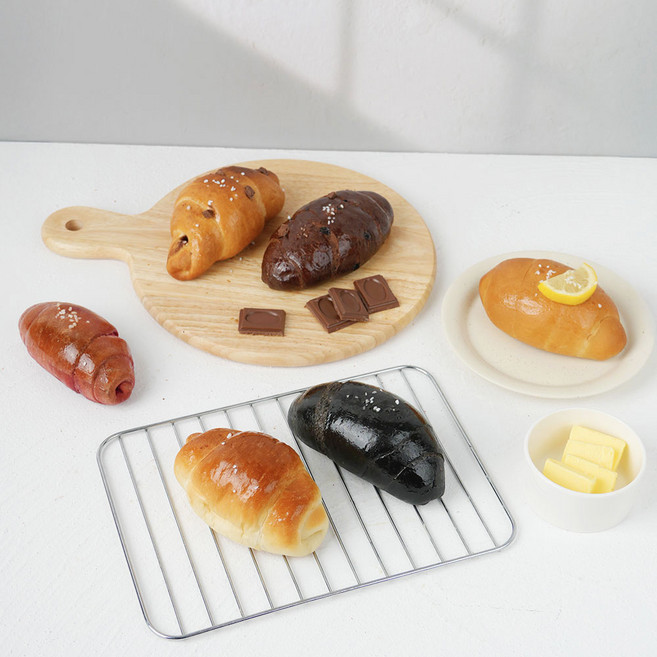 [엣홈045] 소금빵 90g 6종 모음팩 냉동생지, 플레인.홍국.먹물.초코칩.딥초코.올리브