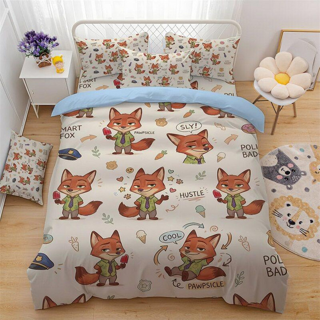 주토피아 침대커버 순면 침구 키즈 남아 여아 시트 애니메이션 세트