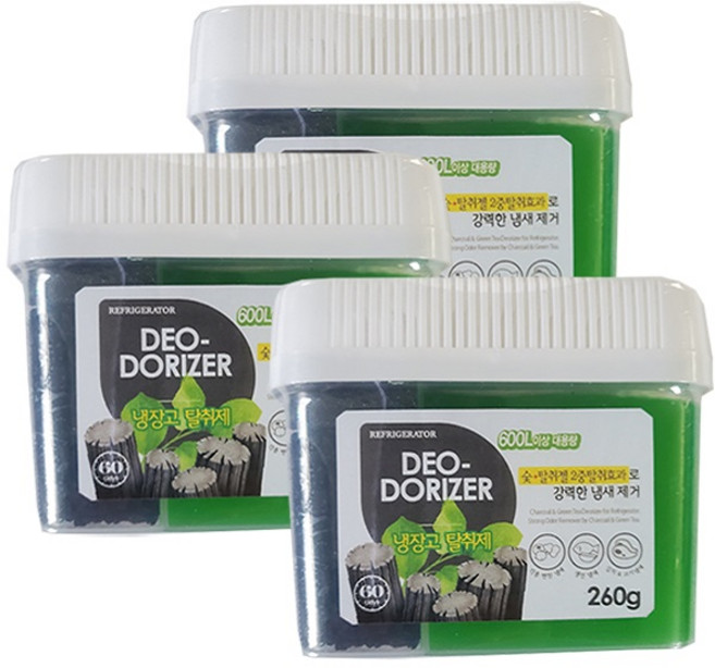 허브스토리 대용량 참숯 이중 냉장고 탈취제, 260g, 3개