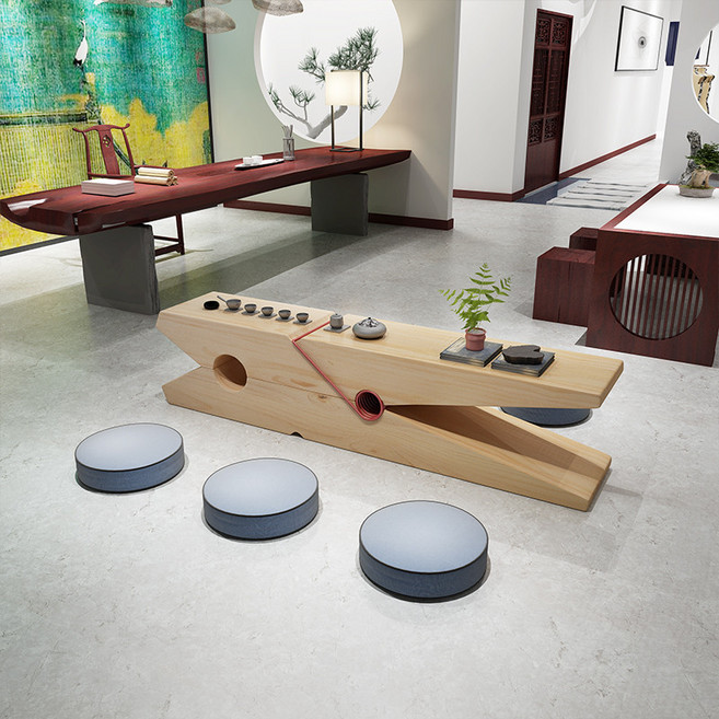 디자인 나무 집게 원목의자 클립 의자 북유럽 벤치, 길이 100x너비 30x높이 40cm