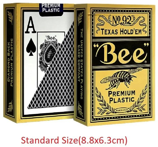 Bee 프리미엄 플라스틱 카드 놀이 점보 인덱스 덱 방수 포커 게임, 04 Standard Size Blue, 1개