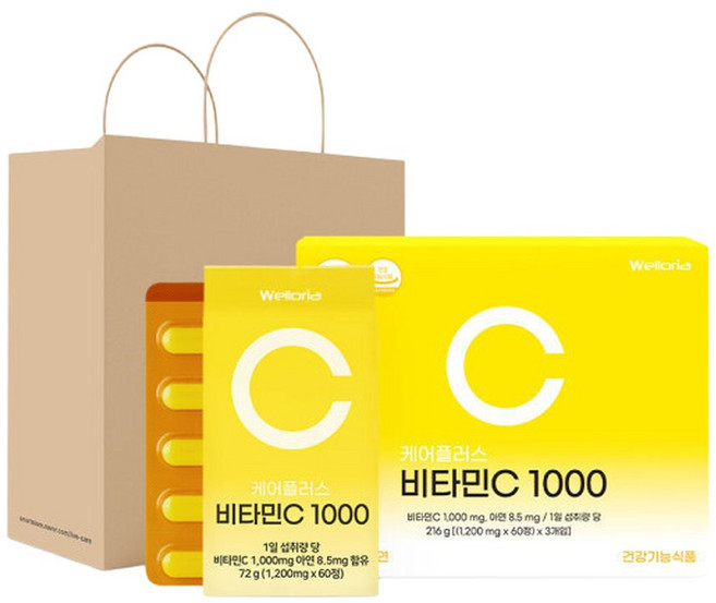 케어플러스 비타민C1000 하루/+아연/1200mg x 180정(6개월분)+/추가/비타민C/면역력 강화, 180정, 1개