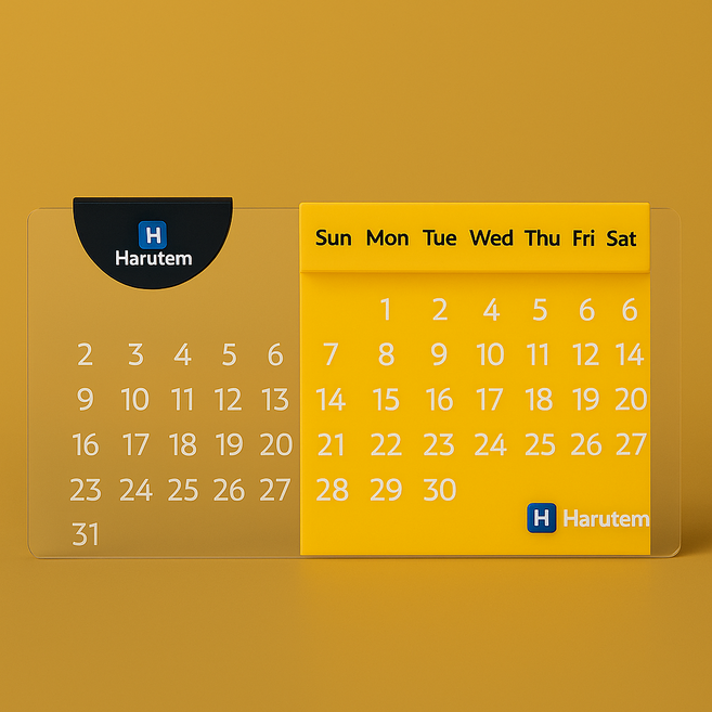 하루템 만년달력 아크릴 스탠드 캘린더 탁상용 데스크테리어 감성 인테리어 연간 플래너, 옐로우