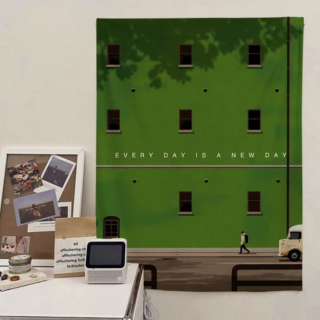 YIXIN 중형 패브릭포스터 인테리어장식 홈카페 커피숍 벽걸이 거실배경, #34 녹색 벽