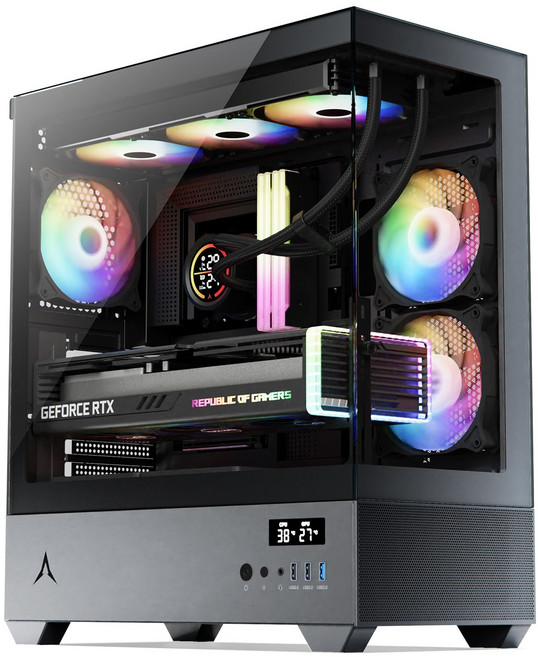앱코 U30P 마린+ 미들타워 케이스 실시간 온도 디스플레이, 앱코 U30P 마린디스플레이 블랙 PC 케이스