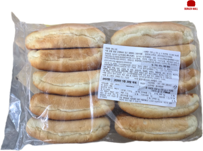 구스 냉동 핫도그번 550g 핫도그빵, 8개