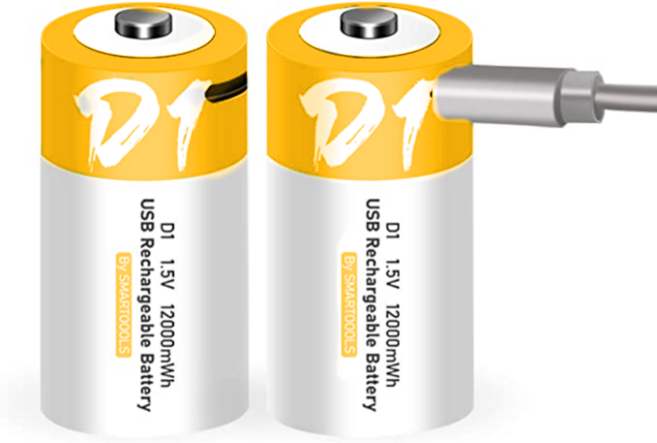C타입 USB로 충전하는 반영구 D 건전지 KC안전인증 1.5V, 2개, 1개입