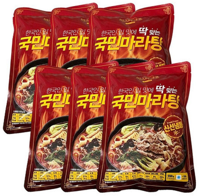 미스타셰프 국민마라탕 550g x 6팩, 6개