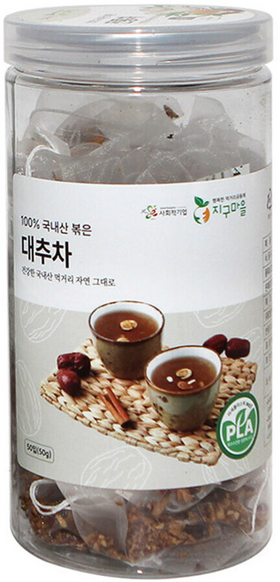 지구마을 옥수수전분 생분해필터 PLA 삼각티백 전통차 대추차, 1g, 1개, 50개입